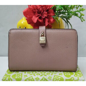Michael Kors Mercer Pink Pebbled Leather Credit Card ID Window Bifold Wallet